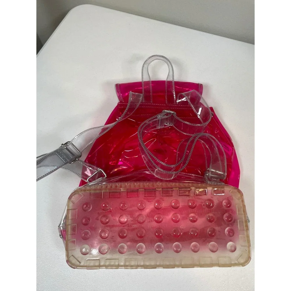 Vintage 1999 Barbie Mini Backpack Clear PVC Pink Mattel Kids Girls‎